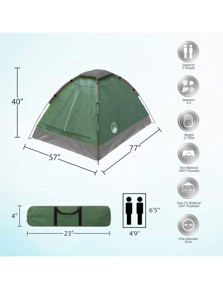 Carpa Domo para 2 Personas Wakeman con Cubierta Impermeable Carpa Domo para 2 Personas Wakeman con Cubierta Impermeable