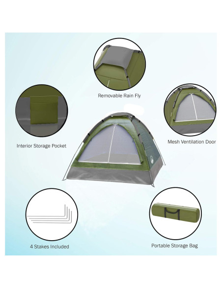 Carpa Domo para 2 Personas Wakeman con Cubierta Impermeable Carpa Domo para 2 Personas Wakeman con Cubierta Impermeable
