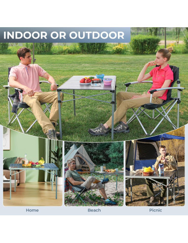 Mesa Plegable de Aluminio KingCamp 4-6 Personas Portátil