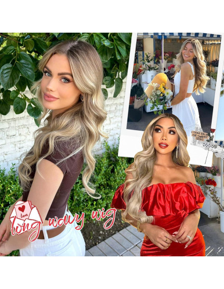 Peluca Ombre Rubia Eawwii Larga Ondulada 66 cm Sin Pegamento Peluca Ombre Rubia Eawwii Larga Ondulada 66 cm Sin Pegamento