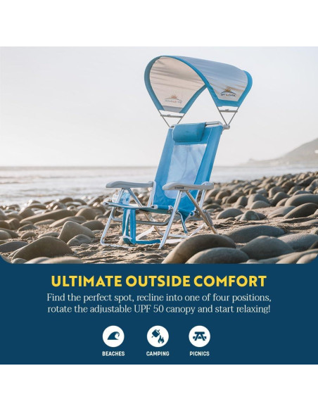 Silla de Playa GCI Outdoor con Sombrilla Ajustable Azul Silla de Playa GCI Outdoor con Sombrilla Ajustable Azul