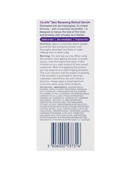 Suero Anti Envejecimiento CeraVe 30 g con Retinol y Ácido Hialurónico Suero Anti Envejecimiento CeraVe 30 g con Retinol y Ácido Hialurónico
