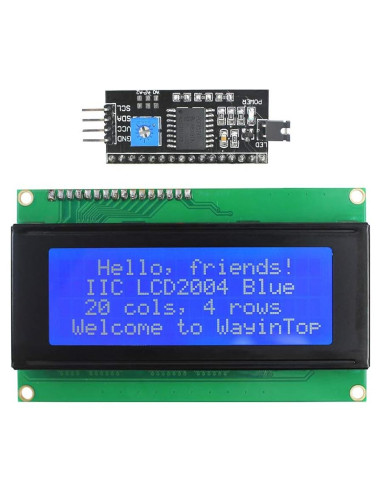 Módulo Pantalla LCD 20x4 Azul WayinTop con Adaptador I2C