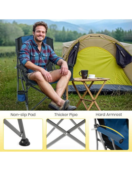 Silla de Camping Plegable XGEAR con Reposabrazos y Portavasos Silla de Camping Plegable XGEAR con Reposabrazos y Portavasos