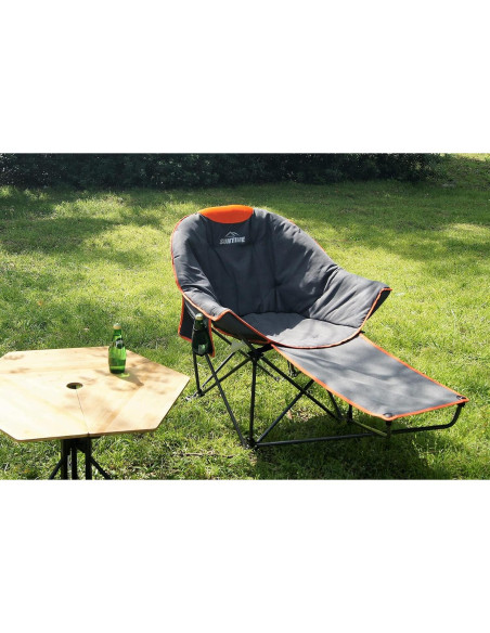 Sillón Suntime Redondo Plegable con Reposapiés Naranja Sillón Suntime Redondo Plegable con Reposapiés Naranja