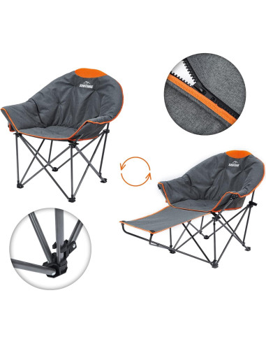 Sillón Suntime Redondo Plegable con Reposapiés Naranja