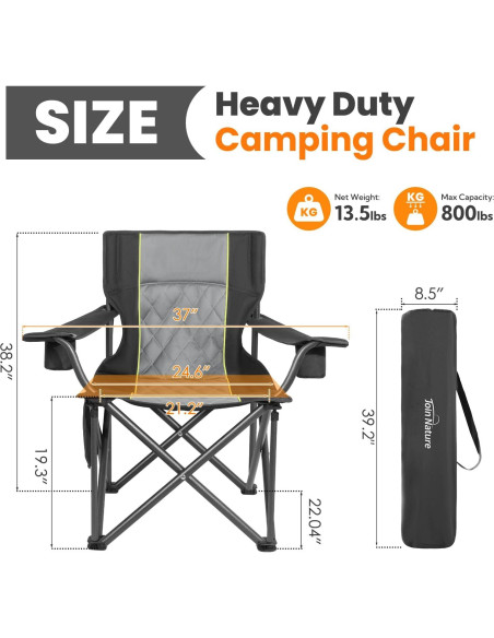 Silla de Camping Plegable Join Nature ZT01 Negra 362kg