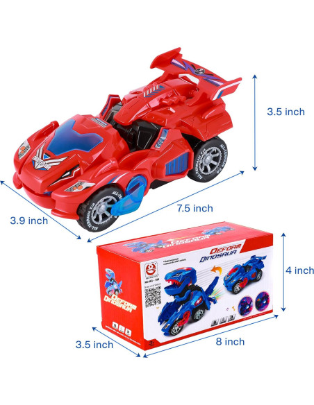 Coche Dinosaurio Transformador LED Hirger Rojo 2 en 1 Coche Dinosaurio Transformador LED Hirger Rojo 2 en 1