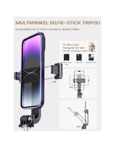 Trípode Selfie Stick ANXRE ST01 con Control Remoto 106 cm