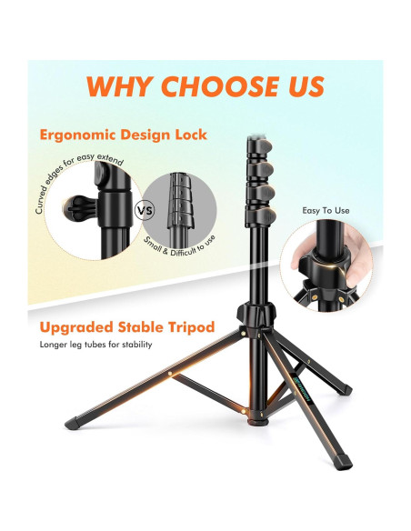 Trípode para Teléfono Nineigh S180 180 cm con Control Remoto Trípode para Teléfono Nineigh S180 180 cm con Control Remoto
