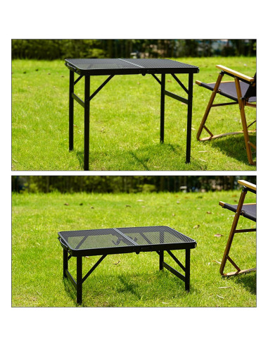 Mesa Plegable de Metal ALZEROOE 60x40 cm Ajustable 2 Alturas