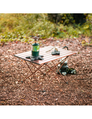Mesa de Camping Plegable Alpcour Mediana Café - Ligera y Compacta