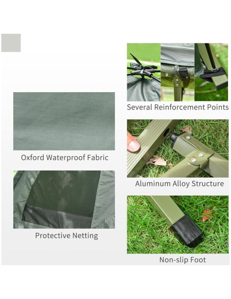 Cama de Camping Plegable Outsunny con Colchón y Saco de Dormir Cama de Camping Plegable Outsunny con Colchón y Saco de Dormir