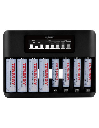 Cargador Rápido Tenergy TN480U con 4 Baterías AA 2500mAh y AAA 1000mAh