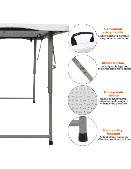 Mesa Plegable FORUP 4 pies Blanca, Resistente y Portátil Mesa Plegable FORUP 4 pies Blanca, Resistente y Portátil