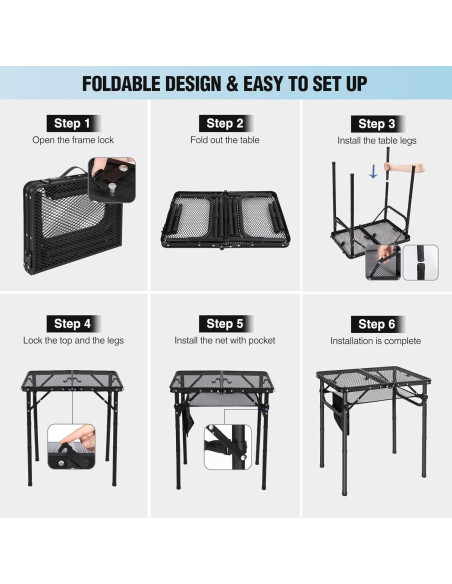 Mesa Plegable RedSwing 60x40cm Ajustable Camping Negra Mesa Plegable RedSwing 60x40cm Ajustable Camping Negra