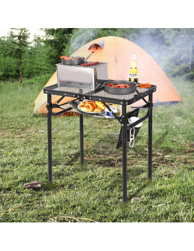 Mesa Plegable RedSwing 60x40cm Ajustable Camping Negra