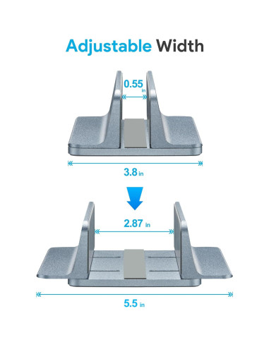 Soporte Vertical para Laptop JARLINK Ajustable Aluminio Gris