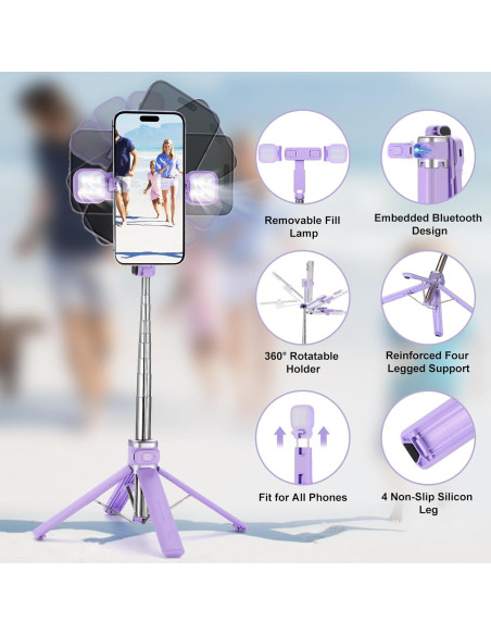 Mini trípode MQOUNY 15.75cm para iPhone y Android con luz Mini trípode MQOUNY 15.75cm para iPhone y Android con luz