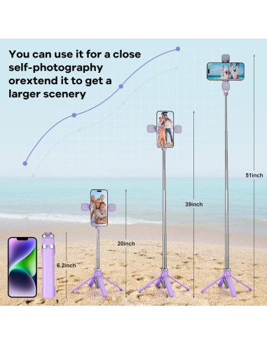 Mini trípode MQOUNY 15.75cm para iPhone y Android con luz