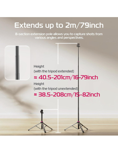 Trípode ULANZI MT-89 Aluminio 70cm Soporte Luz Ajustable