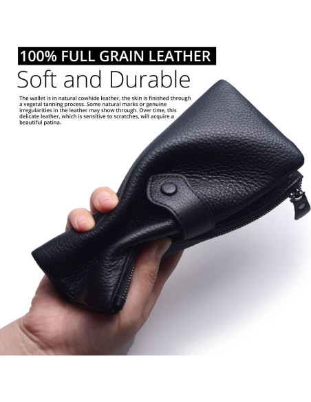Cartera Bveyzi Bifold Slim de Cuero para Mujeres con Bloqueo RFID Cartera Bveyzi Bifold Slim de Cuero para Mujeres con Bloqueo RFID