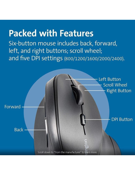 Ratón Inalámbrico Vertical Ergonómico Kensington K75575WW Ratón Inalámbrico Vertical Ergonómico Kensington K75575WW