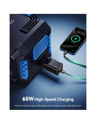 Cargador Ruko PD65W USB-C 3 Puertos Carga Rápida Compacto