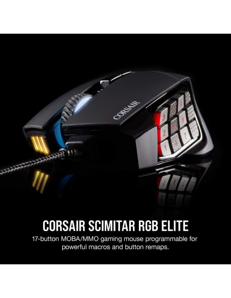 Corsair SCIMITAR RGB ELITE Ratón Gaming 18,000 DPI 17 Botones Corsair SCIMITAR RGB ELITE Ratón Gaming 18,000 DPI 17 Botones