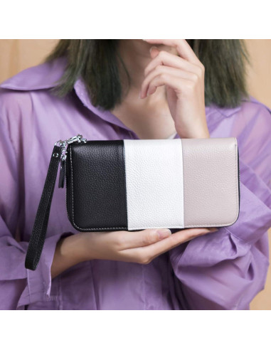 Cartera de Cuero Genuino Moflycom con Bloqueo RFID 21.6x10.9cm