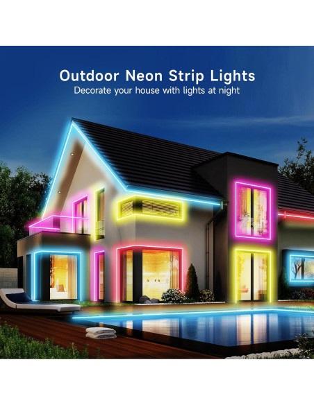 Luces de Cuerda LED Neón KANTUTOE 5m RGB IP67 Control Remoto Luces de Cuerda LED Neón KANTUTOE 5m RGB IP67 Control Remoto