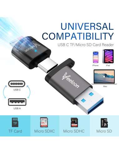 Lector de Tarjeta Micro SD USB-C Veeloon con Adaptador