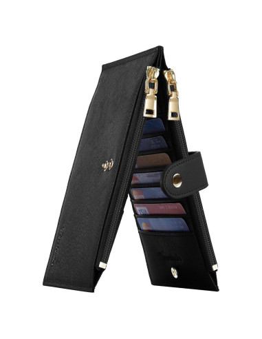 Billetera Travelambo RFID Mujer Grande Bifold 16 Tarjetas Negro