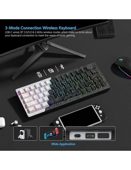 Teclado Mecánico Inalámbrico Womier Q61 60% RGB PBT Teclado Mecánico Inalámbrico Womier Q61 60% RGB PBT