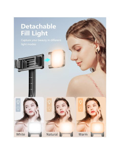 Trípode de Selfie KzomKzoo C01 con Luz y Soporte Desmontable 2