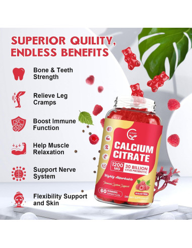 Gomitas de Citrato de Calcio GORNVB 1200 mg Sin Azúcar 60 Unidades