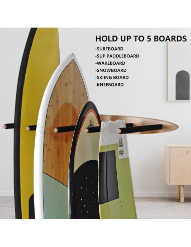 Soporte Vertical LINGVUM para 5 Tablas de Surf y Paddle