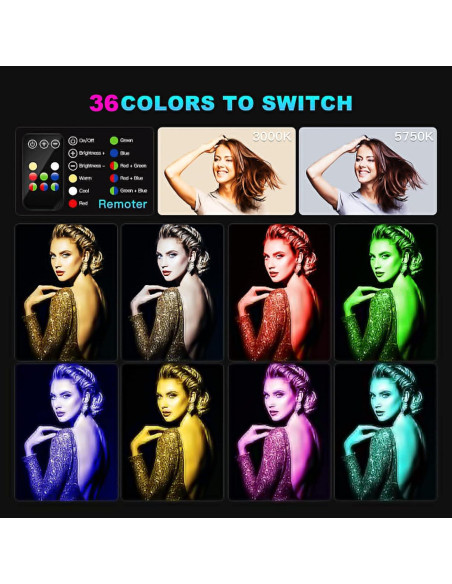 Luz LED Portátil RGB LUXCEO Q508A 1000 Lúmenes Control Remoto Luz LED Portátil RGB LUXCEO Q508A 1000 Lúmenes Control Remoto