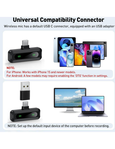 Micrófono Lavalier Inalámbrico GoorDik USB C con Reducción de Ruido Micrófono Lavalier Inalámbrico GoorDik USB C con Reducción de Ruido