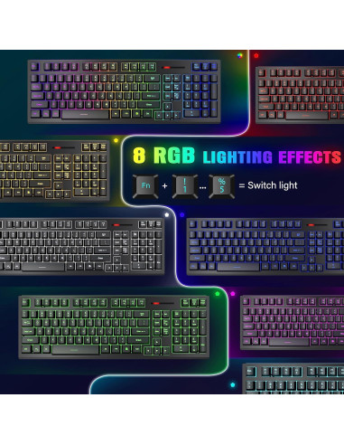 Combo Teclado y Ratón Inalámbrico MOOJAY KM51 RGB - Negro