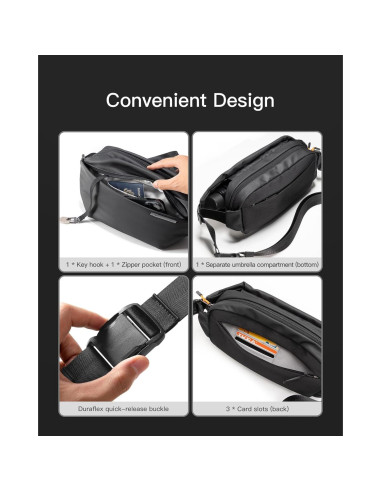 Mochila Cruzada Inateck LB03014-BK 4L Impermeable Negra