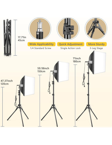 Kit de Iluminación Profesional Torjim Softbox 40cm LED 85W