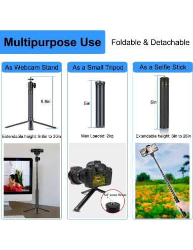 Trípode Extensible para Webcam JCWINY 25.4-76.2 cm Aluminio