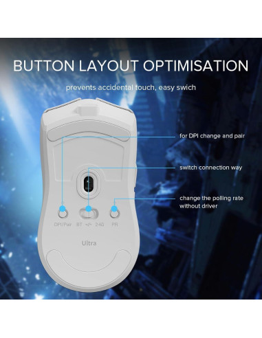 DeLUX M800 Ultra Ratón Gaming Inalámbrico 26000DPI Blanco