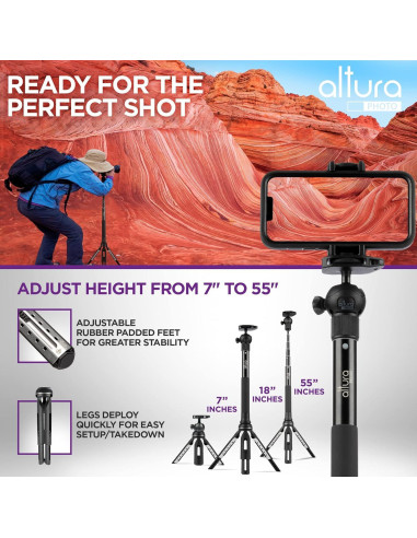 Trípode y Monopod Altura Photo 139.7 cm - Soporte Celular y GoPro