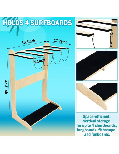 Soporte Vertical para 4 Tablas de Surf Briwooody Negro