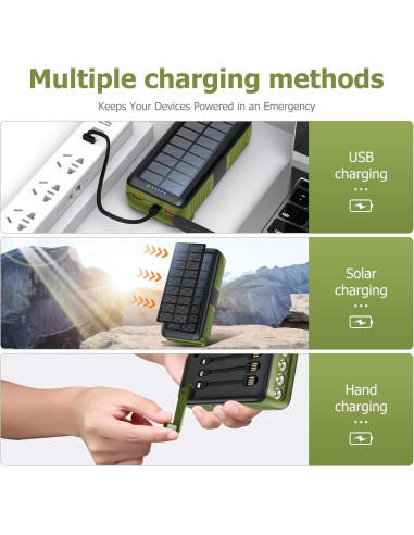 Banco de Energía Solar 63200mAh Cargador Portátil Verde