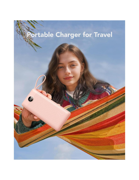 Cargador Portátil VRURC 20000mAh Carga Rápida 4 Salidas Rosa Cargador Portátil VRURC 20000mAh Carga Rápida 4 Salidas Rosa
