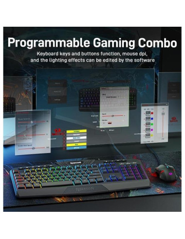 Combo Teclado y Ratón Gaming Redragon S101 RGB 7200 DPI