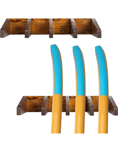 Soporte de tabla de surf MyGift Deluxe 4 ranuras madera rústica